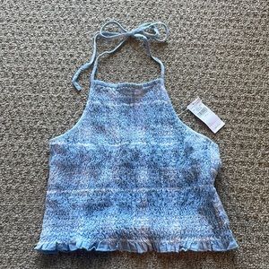 NWT american eagle badly blue cropped halter top